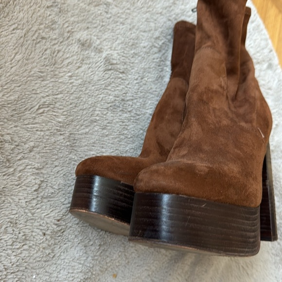 Steve Madden Chestnut Brown Faux Suede Hoopla Block Heel Platform Boots 9.5 - Picture 5 of 6